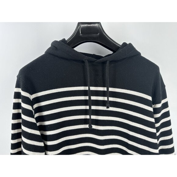 Vintage Polo Ralph Lauren B&W Striped Hoodie Size XL Slim Fit (X7) - Picture 2 of 7